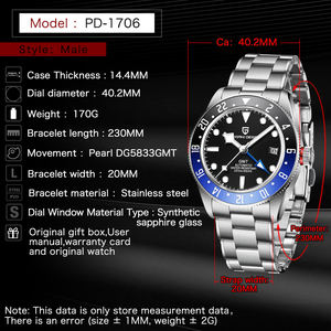 Nouvelle montre mécanique <span class=keywords><strong>PAGANI</strong></span> <span class=keywords><strong>DESIGN</strong></span> 40MM BB58 GMT <span class=keywords><strong>2022</strong></span>, montre automatique de luxe pour homme, bracelet en acier inoxydable à rivets, montre de plongée - Product Image 3