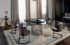 Luxury <strong>White</strong> Rotating 6 Seater Round Round <strong>White</strong> <strong>Dining</strong> <strong>Table</strong> <strong>Set</strong> - Product Image 4