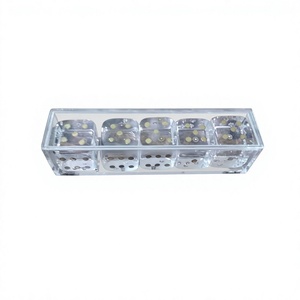 6 Side Clear Dice with Brass Pips Square for Table Game With storage Clear <b>Tray</b> Acrylic Lucite Dice - Product Image 6