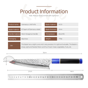 Cuchillo de <span class=keywords><strong>Chef</strong></span> Damasco, hoja de martillo de 67 capas, nuevo - Product Image 2