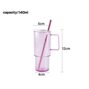 Mini vaso de plástico de 4oz con mango, vaso de plástico para fiesta, vaso de cerveza y pajita de acero inoxidable para niños - Product Image 5