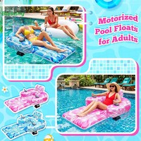 Radeau flottant gonflable électrique pour adultes, chaise longue de piscine avec porte-gobelet et dossier, lit d'eau en PVC