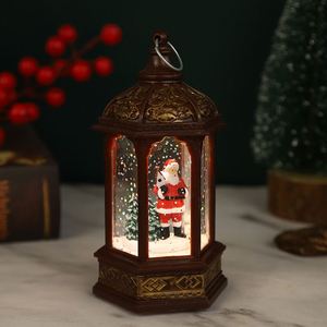 Produit phare : Lampe LED hexagonale à piles pour Noël, en plastique, lumière chaude, pour intérieur, remplissable d'eau, portable, effet neige tombante - Product Image 3