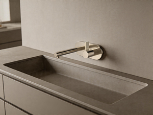 Grifo de lavabo de pared, 67903, Joystick de una pieza, Cromado/Negro mate/Dorado cepillado, Monomando de instalación oculta - Product Image 1