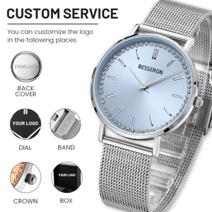 Ensemble de montres-bracelets de luxe pour femmes en or, design diamant, marque personnalisée, cuir, idée cadeau pour une belle fille, verre quartz - Product Image 5