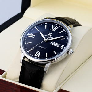 Nuevo Diseño de Reloj Mecánico de Lujo para Hombre, con Doble Calendario, Esfera Grande de 41 mm, Acero Inoxidable, Correa de Cuero Genuino, Resistente al Agua y Automático - Product Image 1