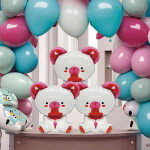 Teddy Bear e rose palloncini in alluminio 33.5x48cm Bouquet per feste per la laurea con stampa a forma di cuore - Product Image 4