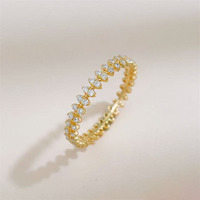 Bague de mariage pour femme en or jaune 18 carats, style luxe léger et de niche, fine, empilable, entièrement pavée de diamants de laboratoire, certifiée IGI