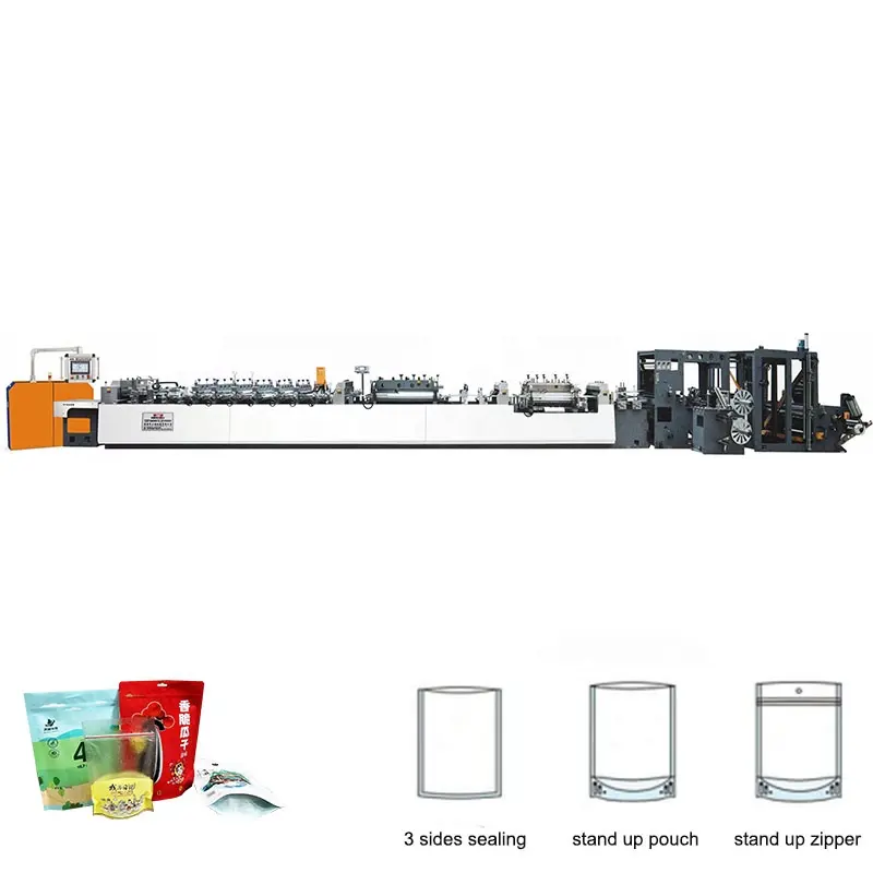 Automatische Multifunctionele Midden Afdichting 4 Side Afdichting Plastic Gelamineerde Stand-Up Rits Doypack Zakzak Maken Machine