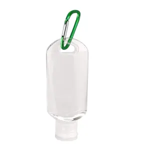 Venta caliente 50ML llavero botella desinfectante/desinfectante de manos botellas de plástico/botella de jabón líquido con tapa abatible al por mayor