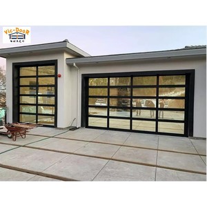 Porte <span class=keywords><strong>de</strong></span> <span class=keywords><strong>garage</strong></span> sectionnelle électrique professionnelle à glissière, à économie d'énergie, avec cadre en alliage d'aluminium et miroir en verre trempé transparent - Product Image 4