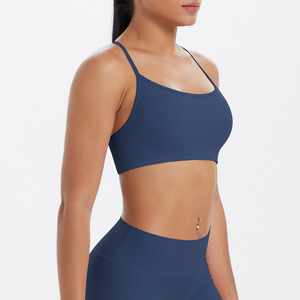Wholesale Women's Crisscross Strap Sports Bra Square Neck <b>Padded</b> Yoga Bra Medium Support <b>Running</b> Bra Breathable Activewear - Product Image 5