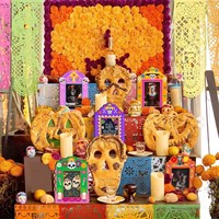 Marco de Fotos Rectangular y Adorno Decorativo de Boj para el Día de Muertos Mexicano, Divertido Accesorio para Fotos de Fiesta