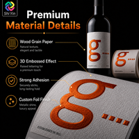Etiquetas de Vino Personalizadas en Papel con Textura de Madera 3D, Etiquetas de Botella con Relieve para Empaquetado de Bodega, OEM ODM