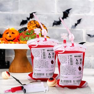 Bolsas Reutilizables a Prueba de Fugas para Bebidas con Diseño de Vampiro para Halloween, Bolsas para Jugos y Cócteles con Diseño de Bolsa de Sangre IV - Product Image 4