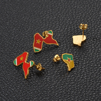 Boucles d'oreilles clous pour femme en acier inoxydable, motif cartes de la Guadeloupe, de la Réunion, de la Martinique, de la Guyane française et d'Antigua, bijoux pour mère # 533962