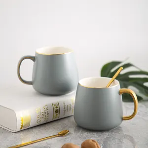 Modern Design Drinkware Gold Edge Green Crockery Ceramic Mugs With Logo Customize