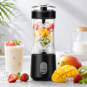 Licuadora Portátil de 12oz, Recargable Tipo-C, Máquina Manual para Hacer Jugos con 6 Cuchillas, Pequeño Electrodoméstico para Smoothies y Bebidas - Product Image 1