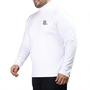 <b>Men's</b> Plus Size O-Neck Long Sleeve Breathable Polyester Solid Color Casual <b>Top</b> with Blank Design and Front Logo White - Product Image 1