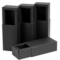 Boîtes à tiroirs rectangulaires en carton kraft noir, emballage cadeau avec ruban pour flacons de parfum/huiles essentielles