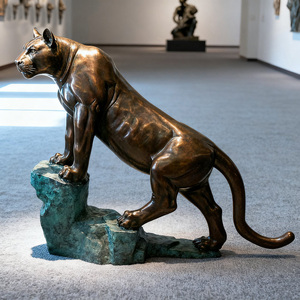 Statue de <span class=keywords><strong>cougar</strong></span> sur pierre, grandeur nature, en bronze coulé à la cire perdue, style antique religieux traditionnel, Feng Shui, pour l'extérieur - Product Image 1