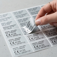 Étiquettes industrielles personnalisées en PET argent mat, résistantes à l'eau et à la chaleur, avec adhésif permanent, autocollants de plaque signalétique métallique pour machines