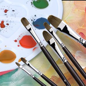 Offre Spéciale 6 pièces/ensemble belette cheveux Filbert forme Art pinceaux pour peinture à l'huile pinceaux - Product Image 4