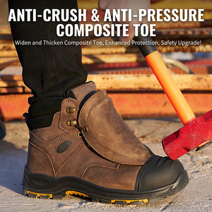 DSF53 Leather <b>Work</b> Boots Brown Waterproof Outdoor All Seasons <b>Men</b> Safety Footwear <b>work</b> <b>shoes</b> - Product Image 3
