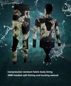Wetsuit Semi-dry <span class=keywords><strong>Korea</strong></span> CR Rubber Body 5mm untuk Menyelam, Bertudung, Wanita & Pria, untuk Spearfishing - Product Image 3