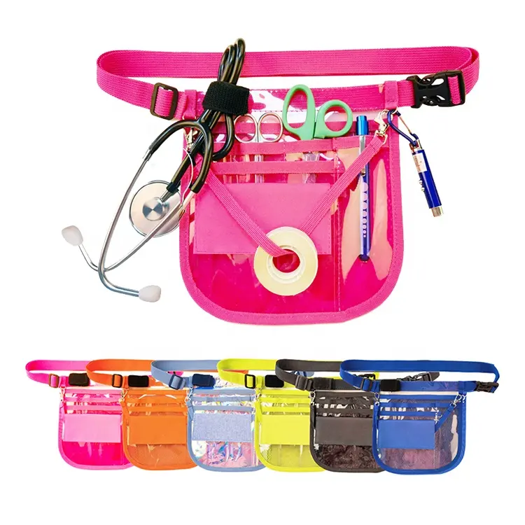 Nieuwe Clear Transparante Waterdichte Pvc Verpleegkundige Pouch Taille Zakken Custom Logo Verpleegkundige Heuptasje Organisator