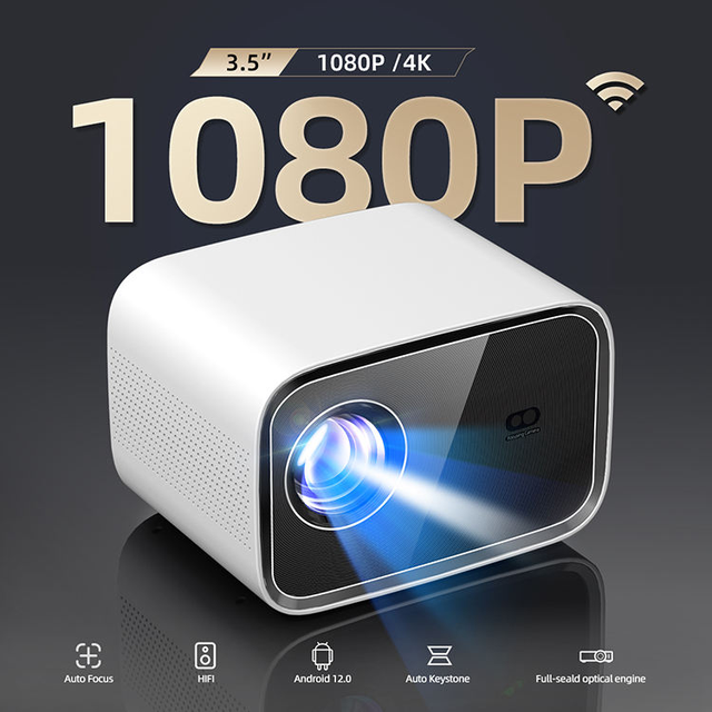 T200 Full HD 1080P Home Theater Projector Android 12.0 System Built-in Battery Short Throw Abundant Software Smart Projector