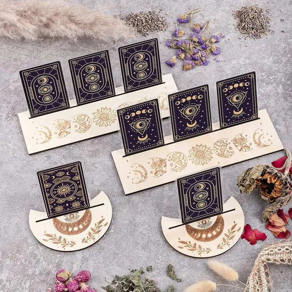 Nuevo soporte de madera para tarot, decoraciones para Ceremonia de adivinación, placa rectangular, accesorios lunares de tres fases