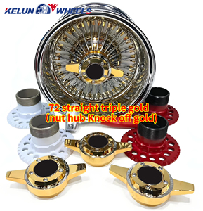 ล้อแม็กซ์ 5x114.3 ขนาด 13/14 นิ้ว แบบ Reverse Triple Gold Spoke ล้อซี่ลวดโครเมียม ล้อแม็กซ์ Lowider Spoke Wire Wheel - Product Image 1