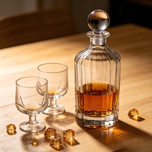 <span class=keywords><strong>Carafe</strong></span> à <span class=keywords><strong>whisky</strong></span> rectangulaire cannelée verticale de 850 ml avec bouchon sphérique, <span class=keywords><strong>carafe</strong></span> à liqueur vintage en <span class=keywords><strong>cristal</strong></span> clair côtelé - Product Image 1
