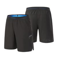 Pantalones cortos 2 en 1 para hombre de alto rendimiento sin costuras para entrenamiento callejero con tiras reflectantes
