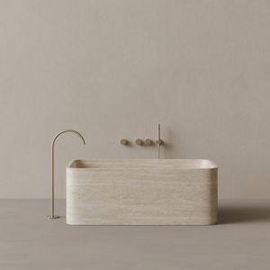YUSHI Modern Minimalist traverten bağlantısız küvet dikdörtgen süzgeç ile Retro doğal tarzı banyo için iliklerine - Product Image 1