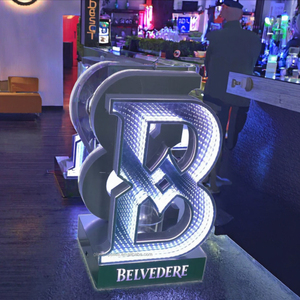 Modern Customized Metal Freestanding Nightclub LED <strong>Vodka</strong> Bottle Service Sign for Presenter Carrier Bar Display Stand - Product Image 3