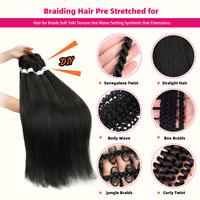 Extensions de Tresses Pré-Étirées en Cheveux Synthétiques à Fixation à l'Eau Chaude, Tresses Yaki Crochet Twist Jumbo