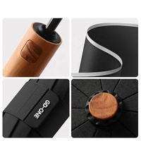 Parapluie rétractable anti-rebond entièrement automatique de qualité supérieure pour femmes, parapluie pliant avec poignée en bois, protection solaire et pluie, avec logo