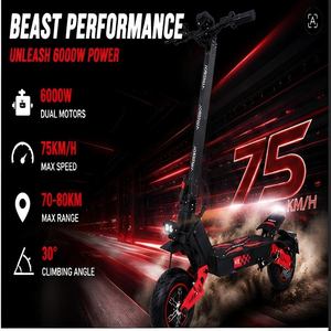 สกู๊ตเตอร์มอเตอร์คู่ EU US Warehouse 60V 28Ah ความเร็วสูง 75 กม./ชม. สำหรับผู้ใหญ่ ขับเคลื่อนด้วยมอเตอร์คู่ H8 ระบบไฮดรอลิก  ประสิทธิภาพทรงพลัง - Product Image 1