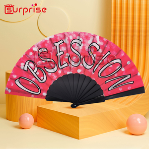 Personalized 23cm Plastic Hand Fans Custom Printed Plastic Folding Hand Fan Bamboo Crafts for Club Party