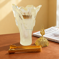 Encensoir en résine givrée en forme de pétale, avec couvercle ajouré, pour Bakhoor, style chinois, arabe, indien, élégant, pour la maison et la table, vente en gros