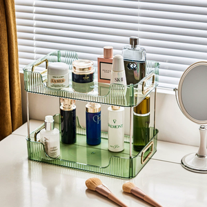 Bandeja de Almacenamiento Transparente Plegable Rectangular Doble Moderna de Plástico ABS Transparente con Asas para Cocina y Cosméticos - Product Image 3