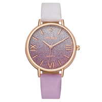 Montre à quartz pour femme, motif romain, incrustée de diamants, dégradé, bracelet en cuir écologique, petite taille, best-seller du commerce extérieur