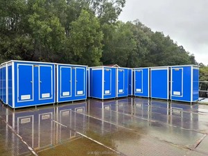 Toilettes portables <span class=keywords><strong>avec</strong></span> <span class=keywords><strong>réservoir</strong></span>, structure en acier, panneaux en acier coloré, toilettes mobiles, extérieur, hors réseau, pour chantier, zone isolée - Product Image 3