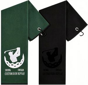 Low MOQ Custom Design Golf <b>Towels</b> <b>Microfiber</b> Waffle Weave Sublimation Print Rectangle Sports <b>Towel</b> for Golfers - Product Image 1