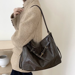 เมอร์ลาดกระเป๋าโท้ทผู้หญิง หนังสีน้ำตาล กระเป๋าสะพายไหล่ความจุขนาดใหญ่ ใช้ได้ทุกวัน สีทึบ ปิดด้วยซิป D9038 - Product Image 1