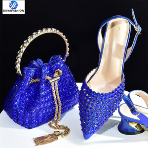 Bolso de zapatos de alta calidad de estilo más nuevo, conjunto de zapatos de mujer con piedras de <span class=keywords><strong>lentejuelas</strong></span> con cuentas, conjunto de zapatos y bolsos para fiesta de boda - Product Image 2