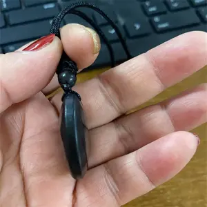 Pendentif en pierre précieuse spirituelle en cristal de 30 mm avec cordon, forme circulaire, <span class=keywords><strong>shungite</strong></span> naturelle, cristaux pour cadeau - Product Image 4
