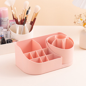 Icen B93 plastique bureau Rotation maquillage brosse Tube de stockage cosmétiques boîte de rangement écologique lave-vaisselle rouge ombre à paupières - Product Image 2